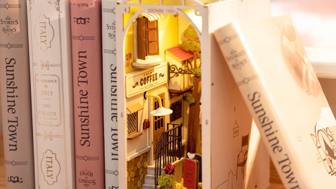 Light up Your Shelf with Rolife Sunshine Town Bookshelf Insert