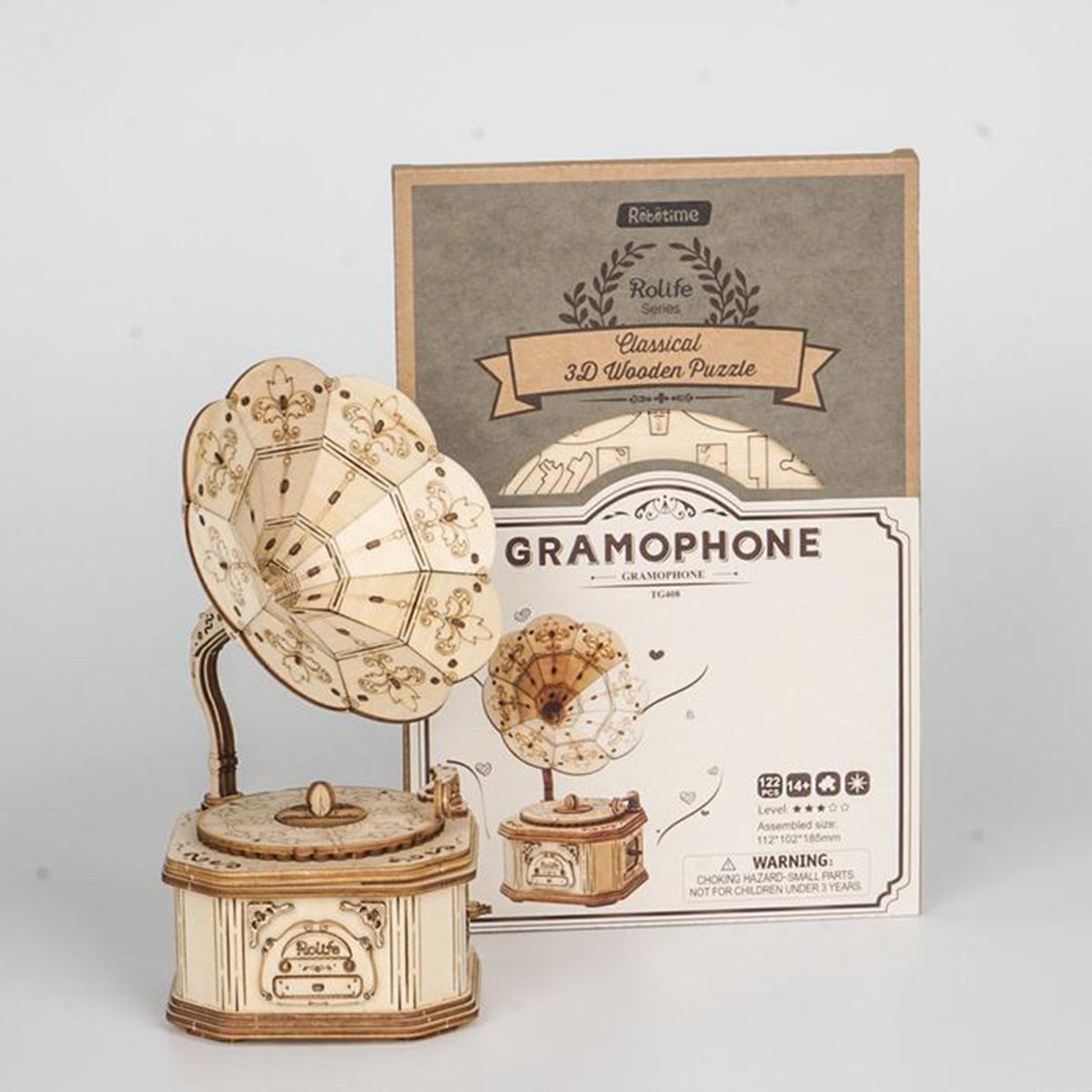 Puzzle 3D en bois modèle Gramophone Rolife TG408 