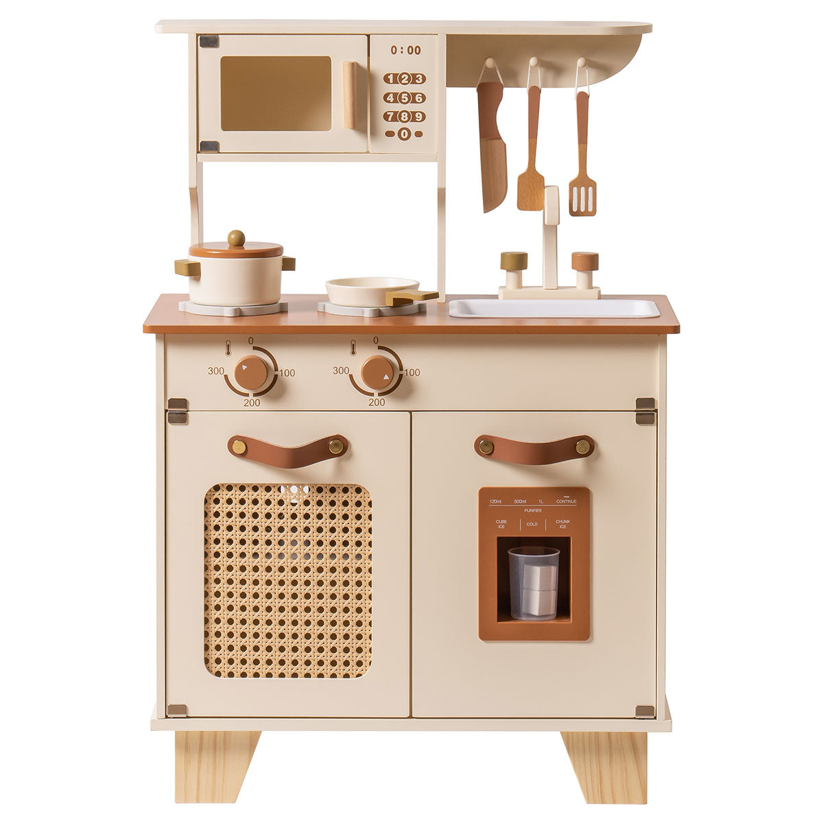 ROBUD Mocha Montessori Wooden Play Kitchen with Ice Dispenser