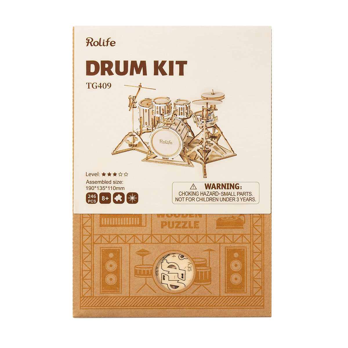 Kit de batterie Rolife Puzzle en bois 3D TG409 