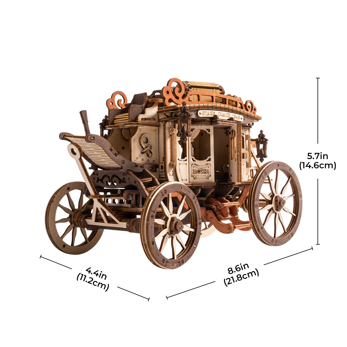 ROKR Stagecoach Mechanische muziekdoos 3D houten puzzel AMKA1