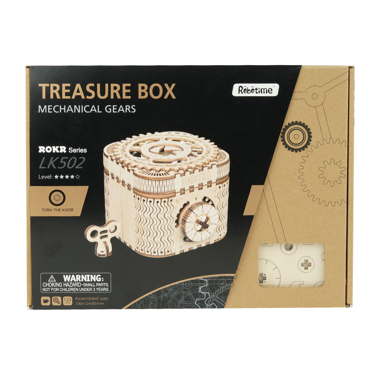 Puzzle 3D en bois ROKR Treasure Box avec engrenages mécaniques LK502 