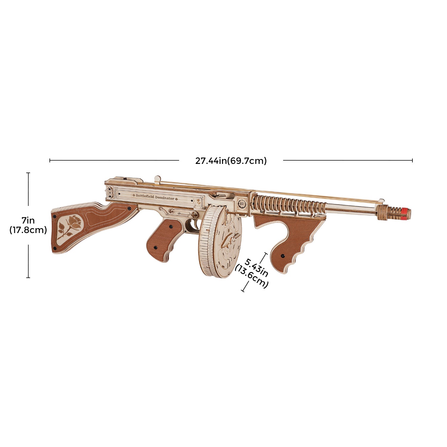 Puzzle 3D en bois avec pistolet mitrailleur ROKR Thompson LQB01 