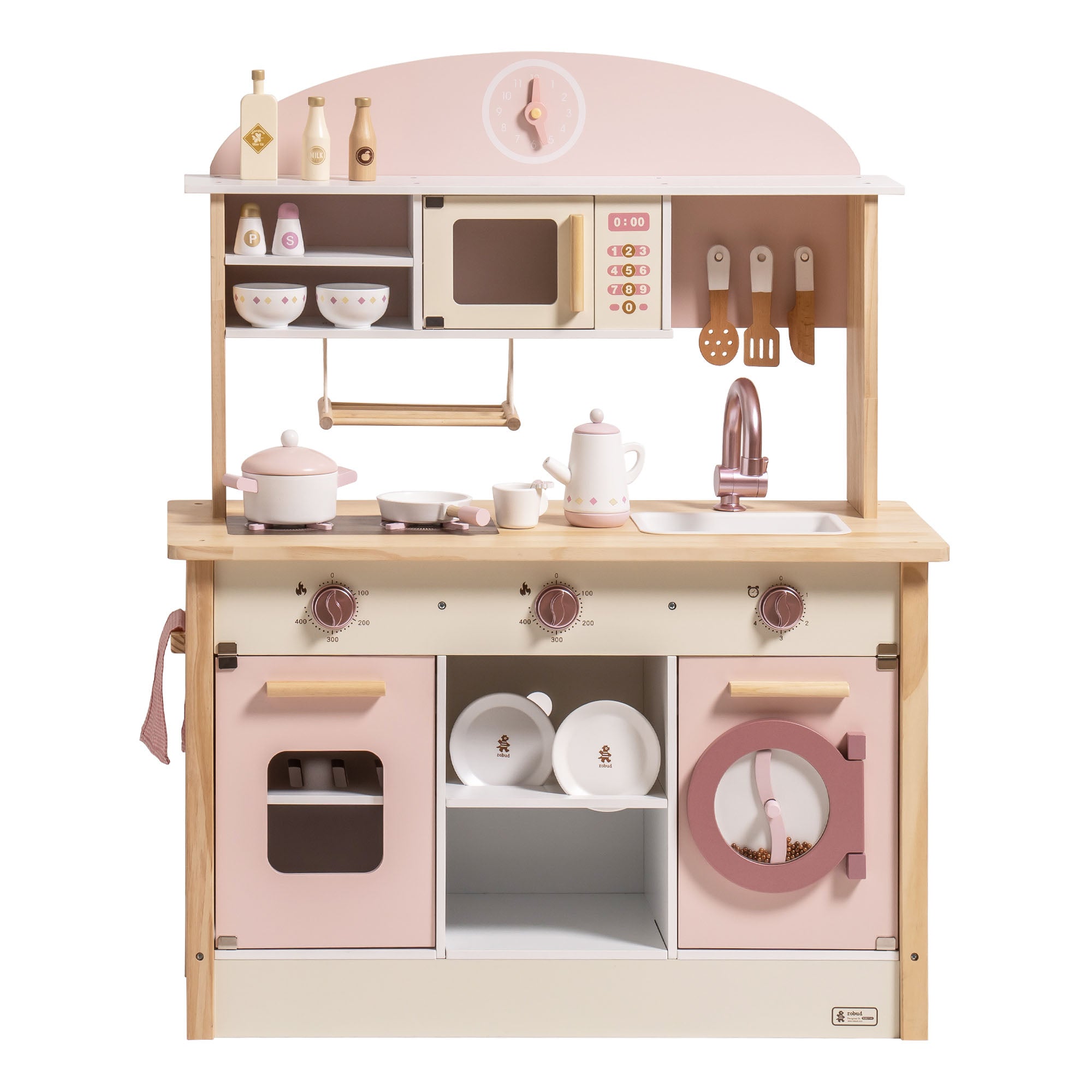 Robud Wooden Play Kitchen with Realistic Accessories