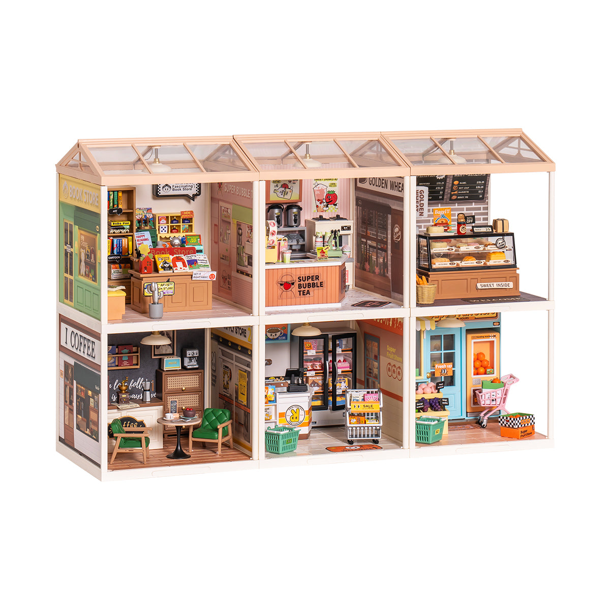 Rolife Super Creator Mini maison en plastique à monter soi-même 6 en 1 à six grilles 