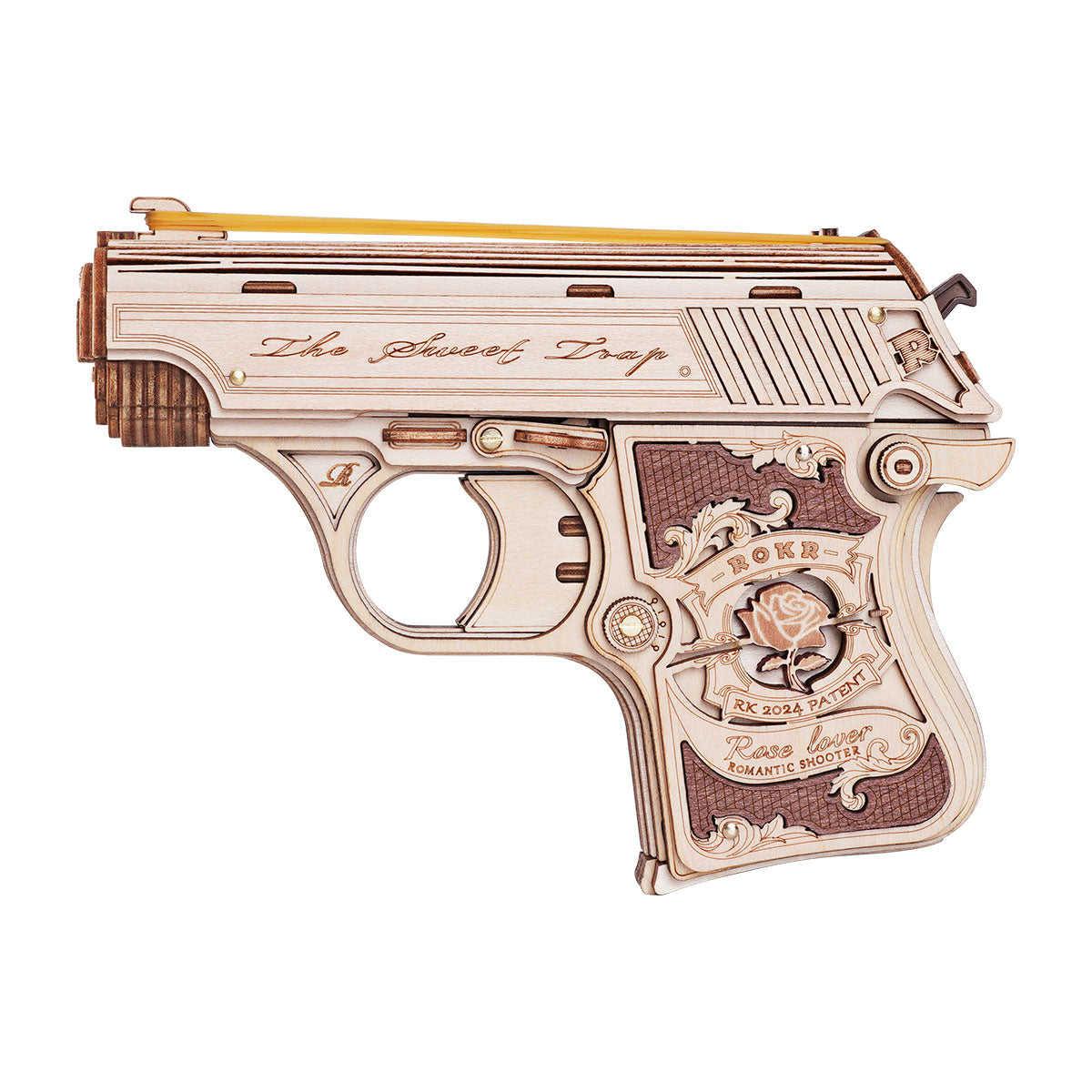 Mini pistolet ROKR en bois, puzzle 3D LQ502 