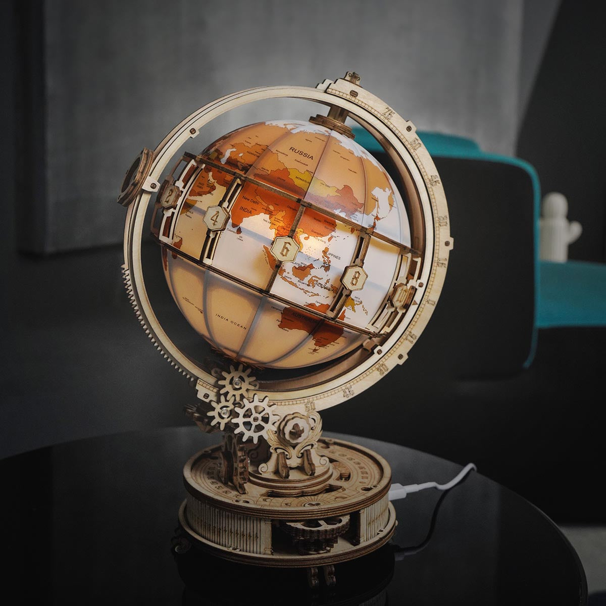 ROKR Lichtgevende Globe 3D Houten Puzzel ST003