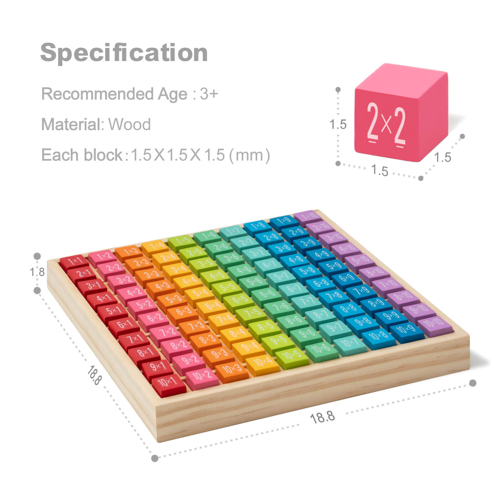 Robud Wooden Multiplication Math Table Board JM39