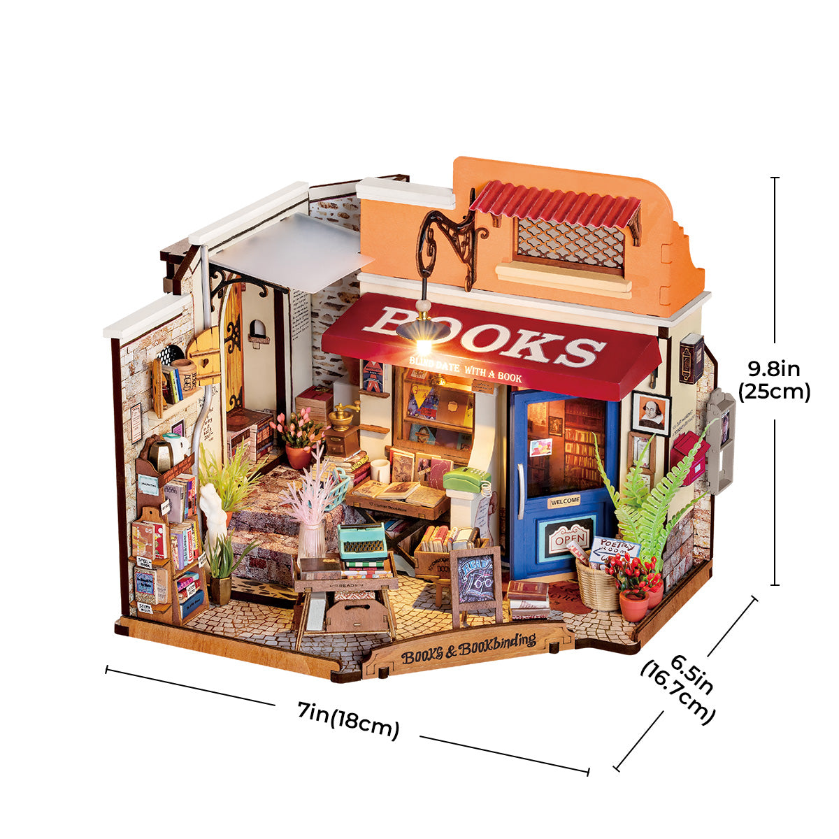 Rolife Corner Bookstore DIY Miniature House Kit DG164