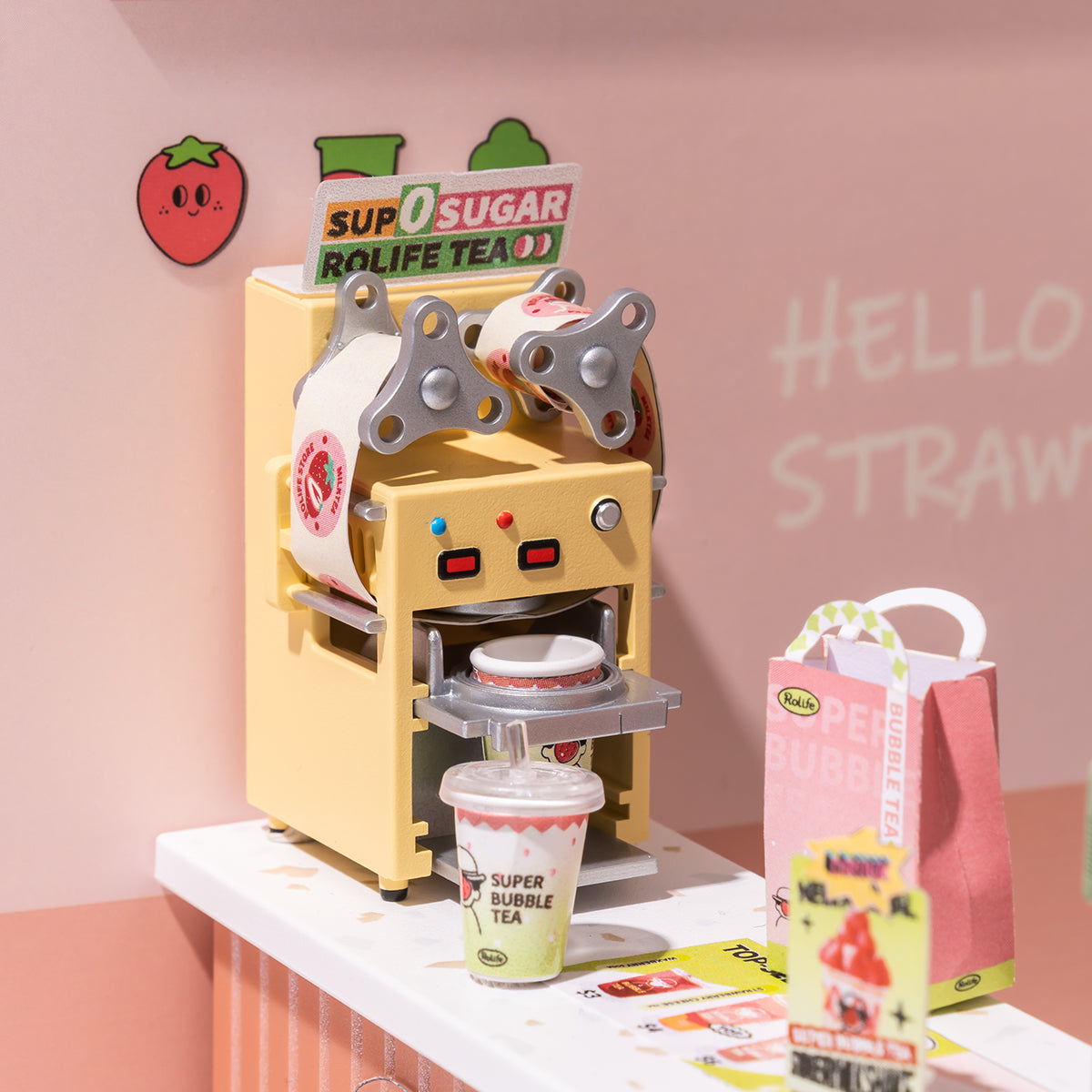 Rolife Super Creator Double Joy Bubble Tea Kit de maison miniature en plastique à monter soi-même DW006 