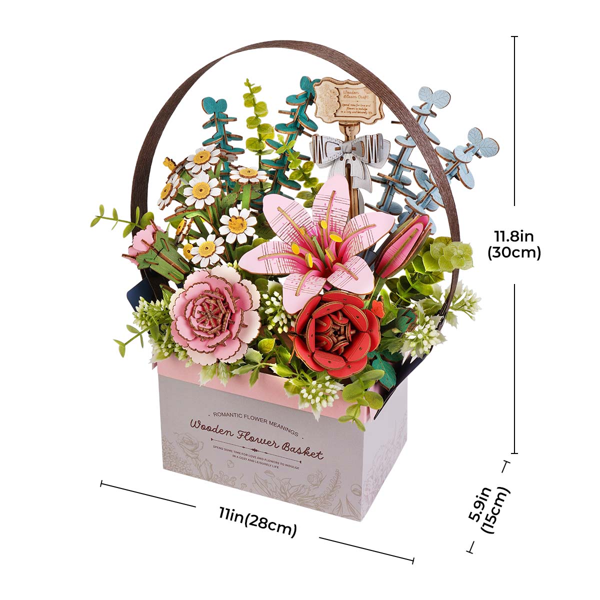 Rowood Wooden Flower Basket DIY 3D Puzzle TW03H