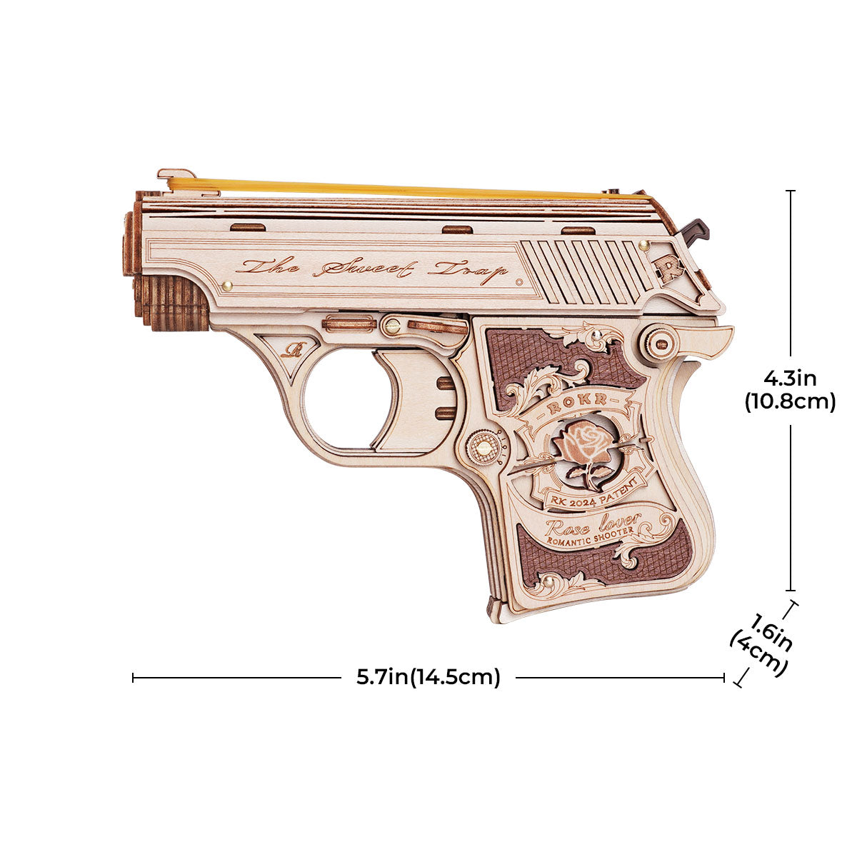 Mini pistolet ROKR en bois, puzzle 3D LQ502 