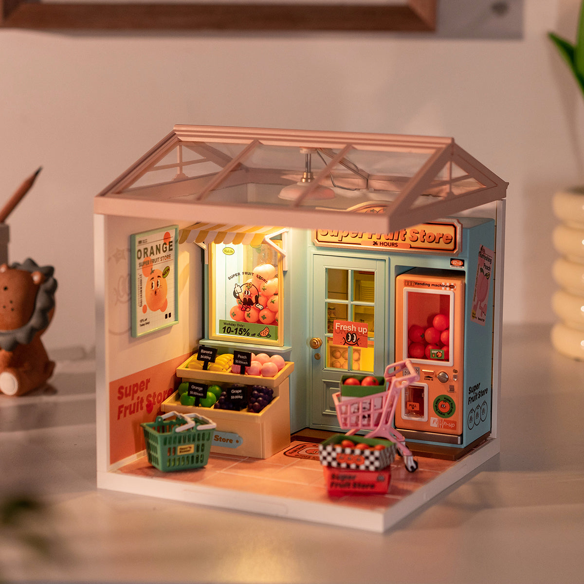 Rolife Super Creator Super Fruit Store, Kunststoff-DIY-Miniaturhaus-Bausatz DW003 