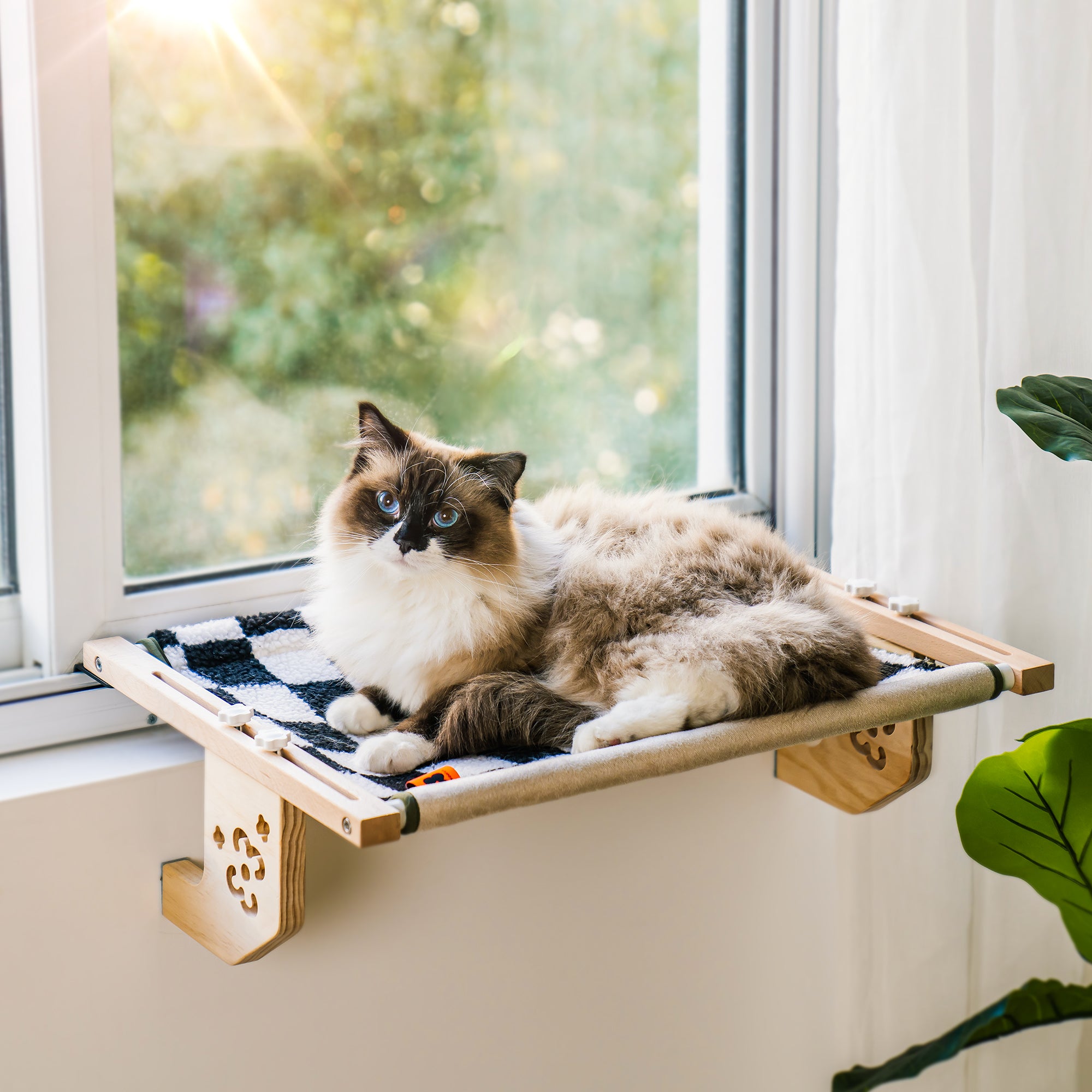 Schienenhalterung, verstellbare Katzenfensterstange 