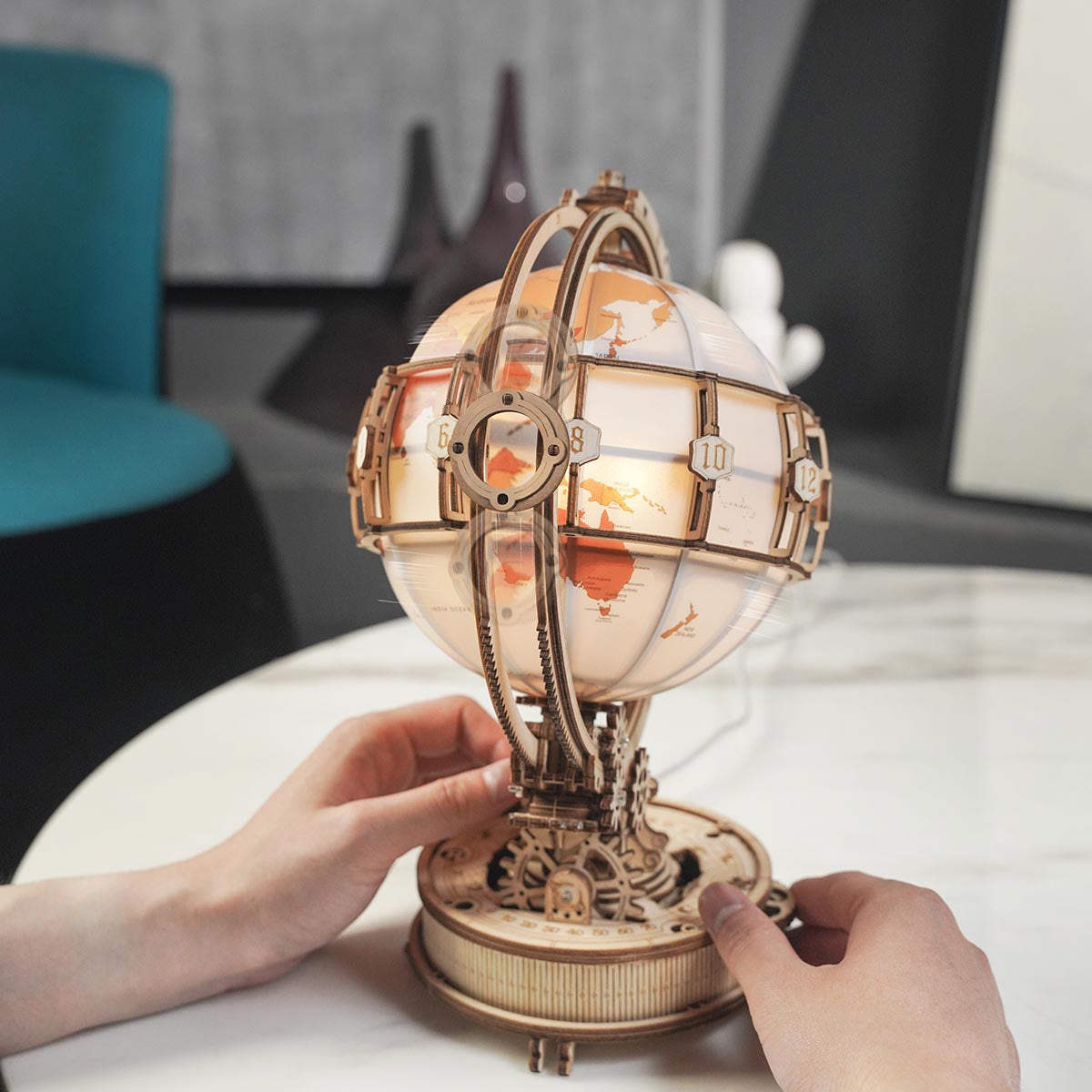 ROKR Luminous Globe 3D Wooden Puzzle ST003