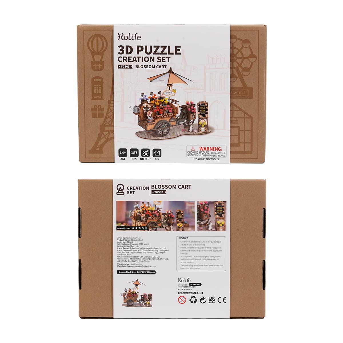 Rolife Bloesemwagen 3D Houten Puzzel TGS03