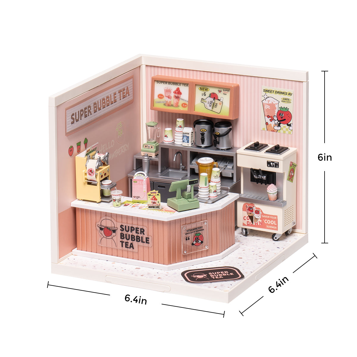 Rolife Super Creator Double Joy Bubble Tea Kit de maison miniature en plastique à monter soi-même DW006 