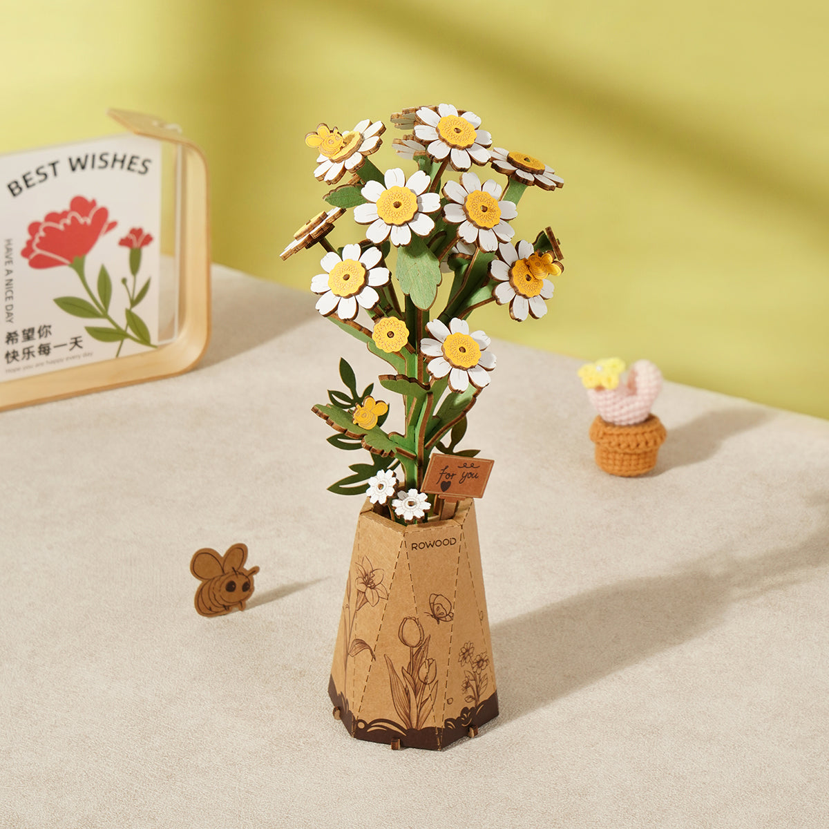 Puzzle 3D en bois avec bouquet de fleurs en bois à faire soi-même de Rowood 