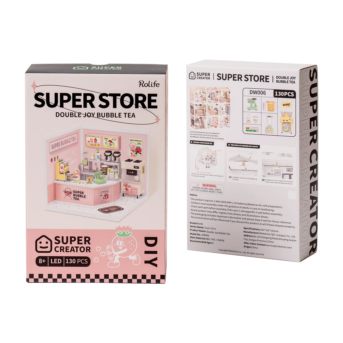 Rolife Super Creator Double Joy Bubble Tea Kit de maison miniature en plastique à monter soi-même DW006 