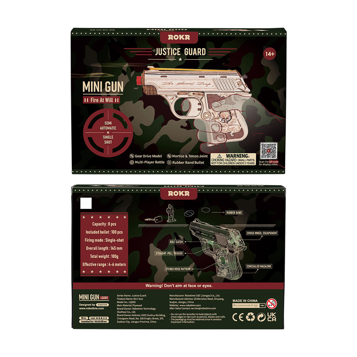 ROKR Mini Gun Speelgoed Houten 3D Puzzel LQ502