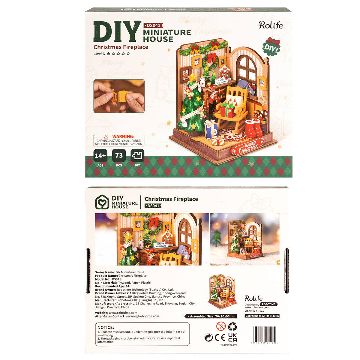 Rolife Christmas Fireplace DIY Miniature House DS041