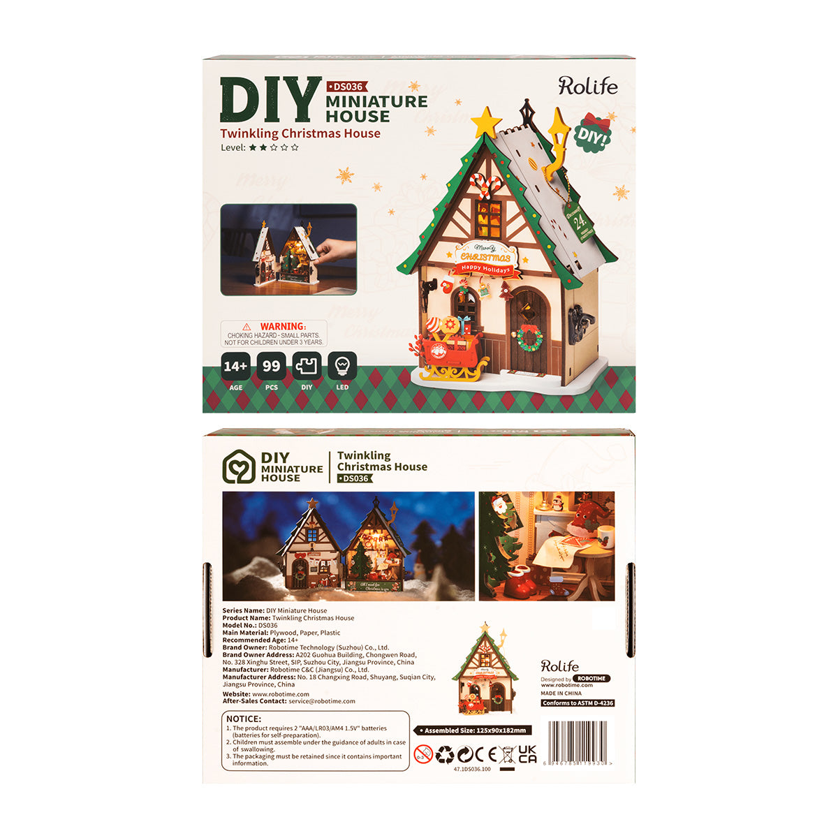 Rolife  Twinkling Christmas House DIY Miniature House DS036