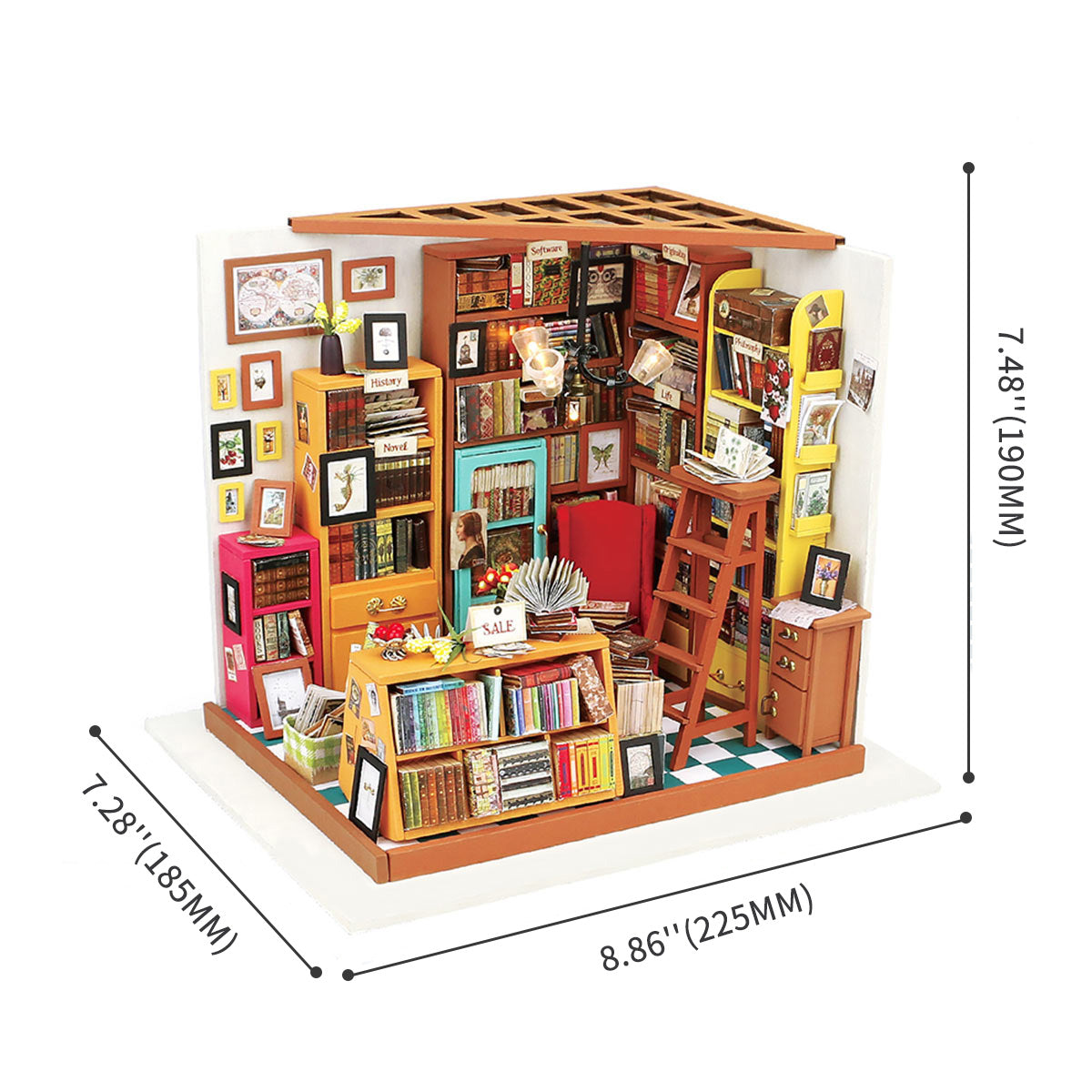 Rolife Sam's studiebibliotheek DIY miniatuurhuiskit DG102