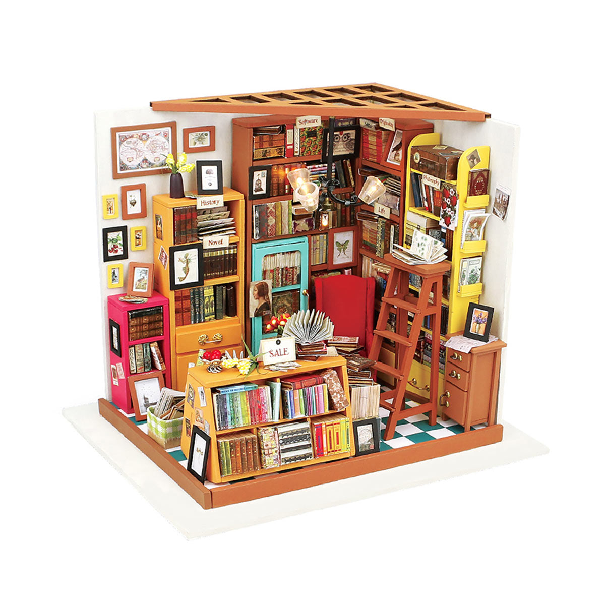 Rolife Sam's Study Library DIY Miniature House Kit DG102