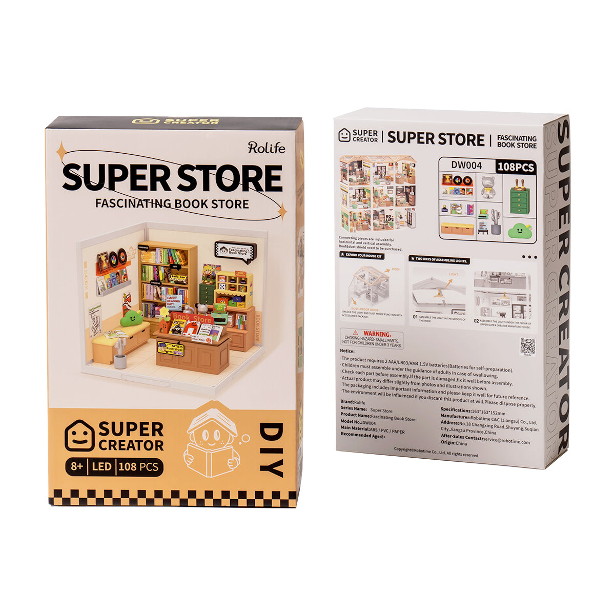 Rolife Super Creator Fascinating Book Store Plastic DIY Miniature House Kit DW004