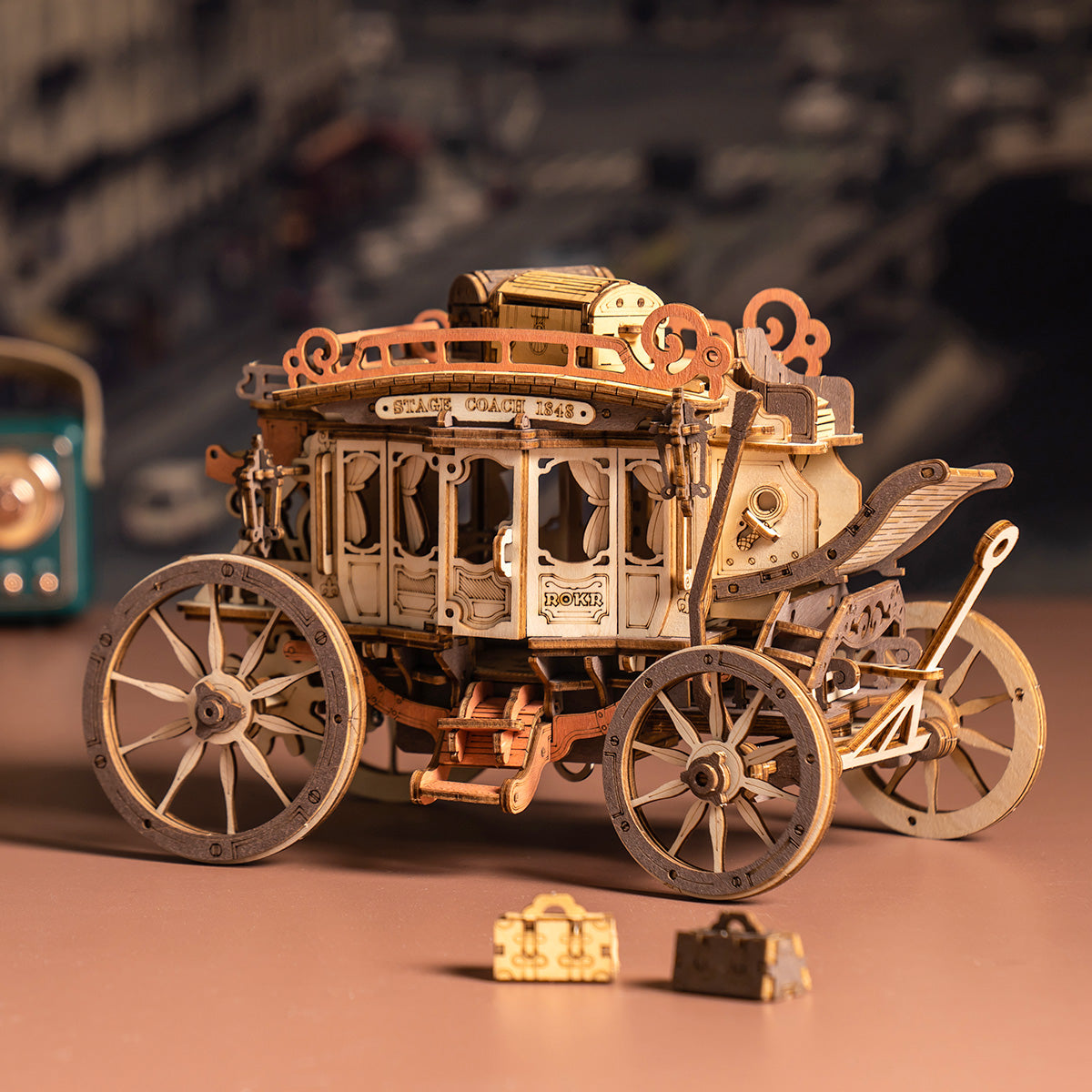 ROKR Stagecoach Mechanical Music Box 3D Wooden Puzzle AMKA1 [Early Black Friday Flash Sale]