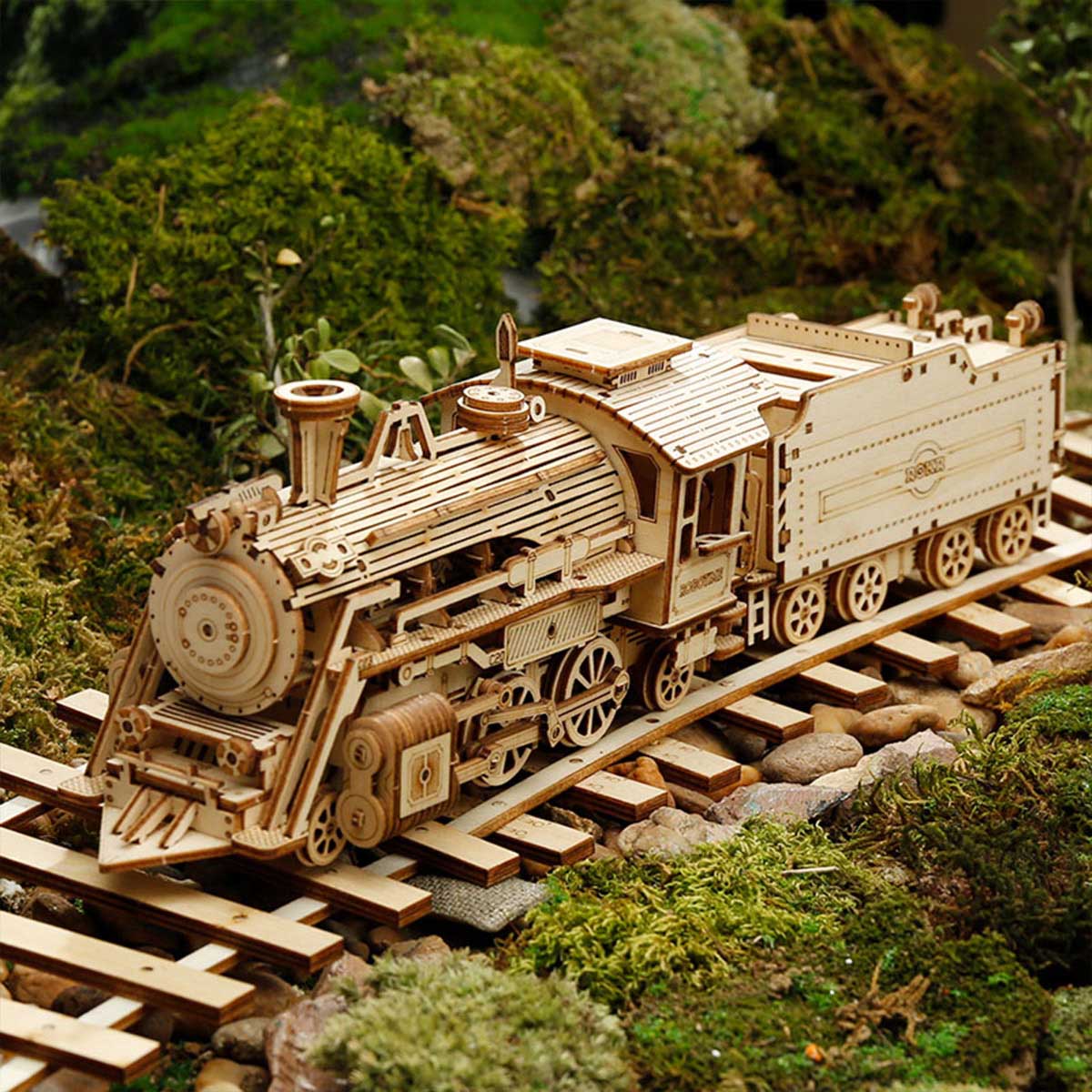 Puzzle 3D en bois du train express à vapeur ROKR Prime MC501 