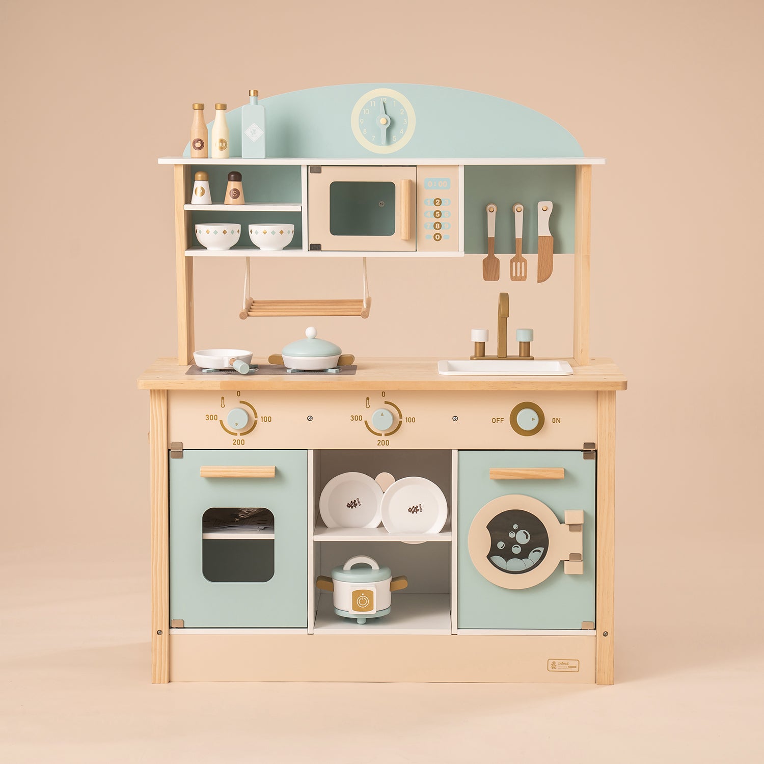 ROBUD Wooden Kitchen Pretend Play Set with Accessories WCF14