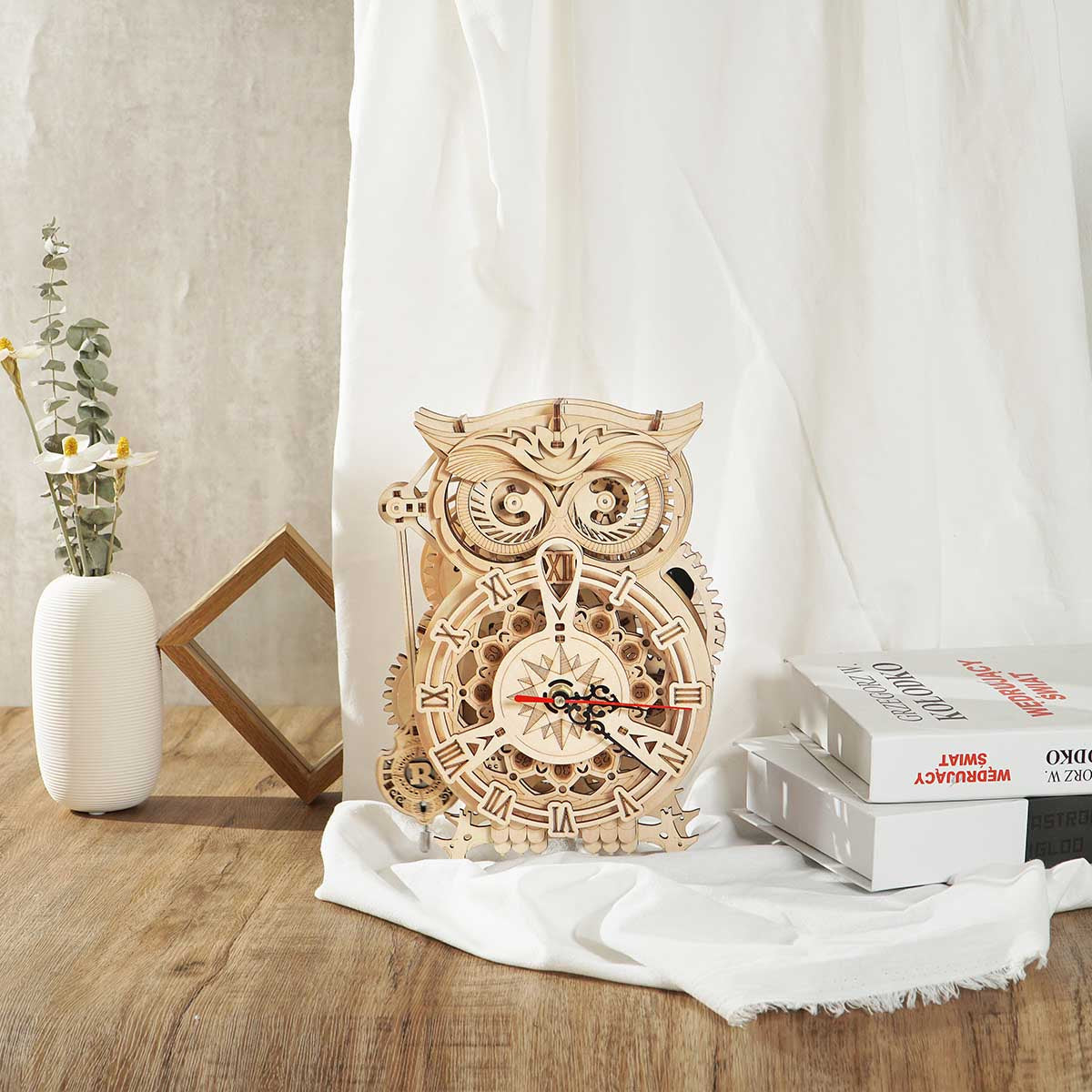 Puzzle 3D en bois avec engrenages mécaniques ROKR Owl Clock LK503 