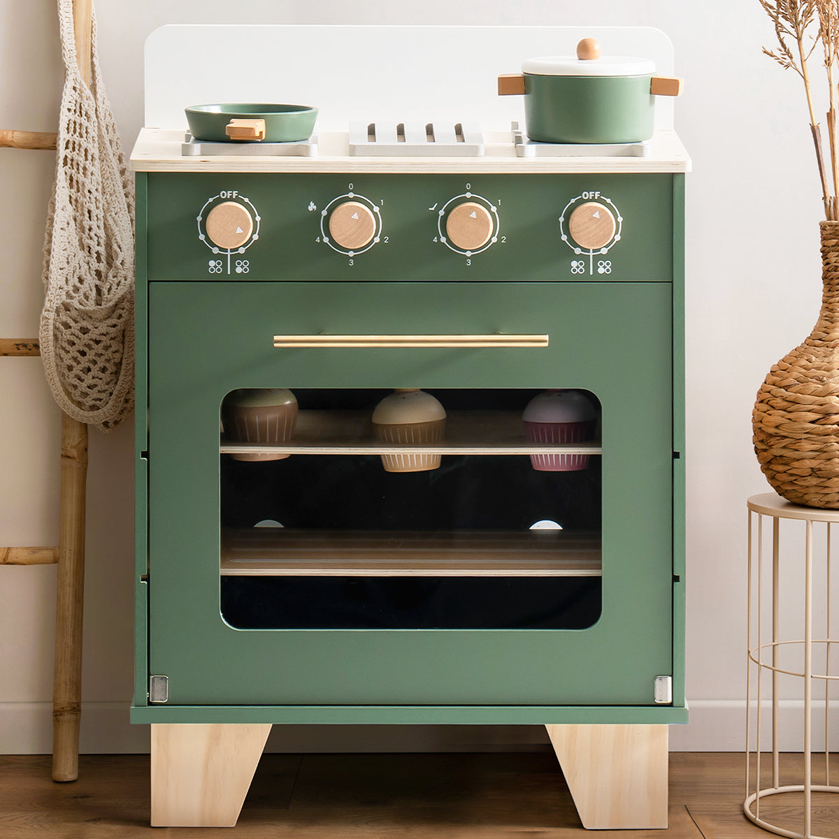 ROBUD Vintage Green Wooden Play Kitchen Series