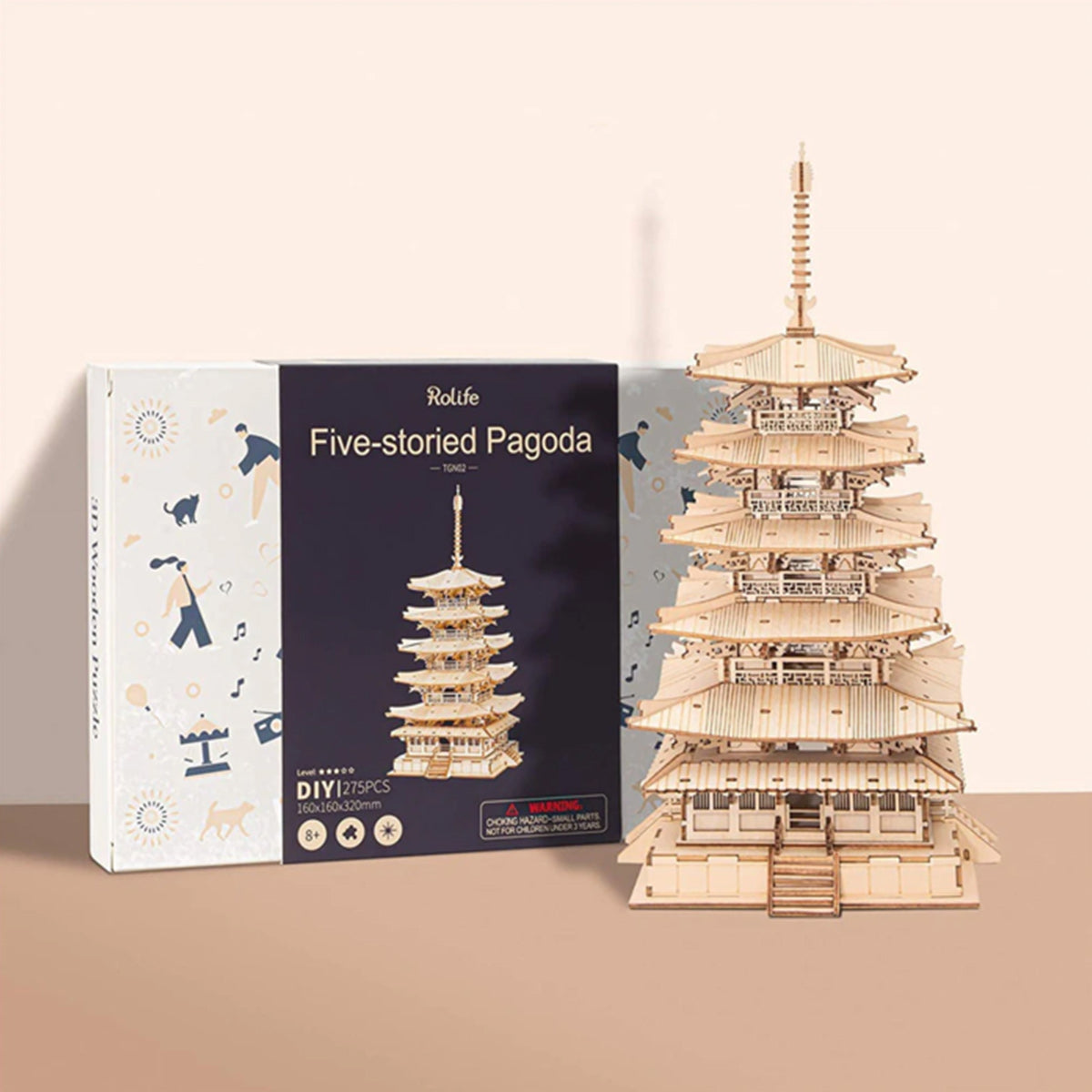 [Only Ship To U.S.] Rolife DIY Pagode met vijf verdiepingen, 3D houten puzzel TGN02