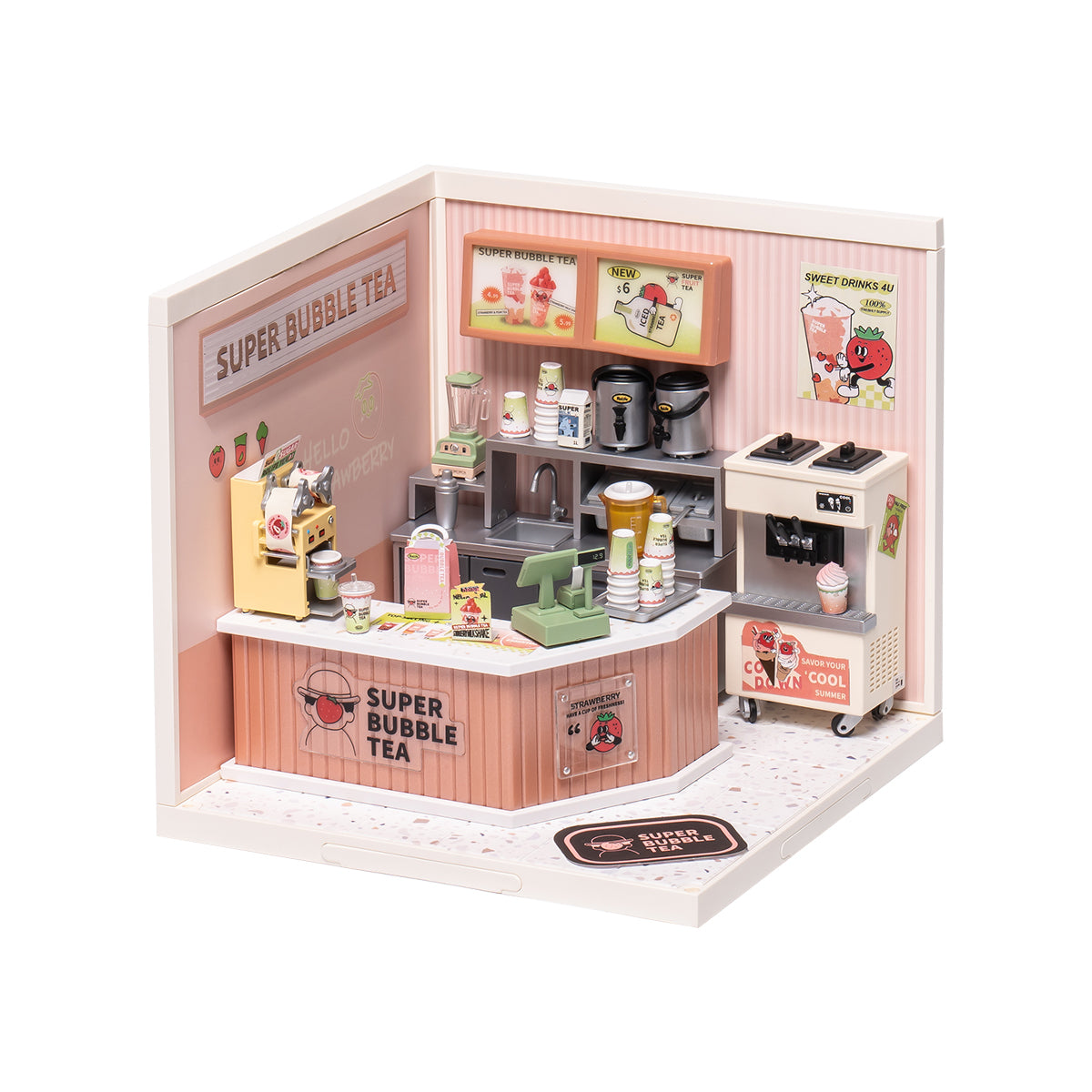 Rolife Super Creator Double Joy Bubble Tea Plastic DIY Miniature House Kit DW006 [Early Black Friday Flash Sale]