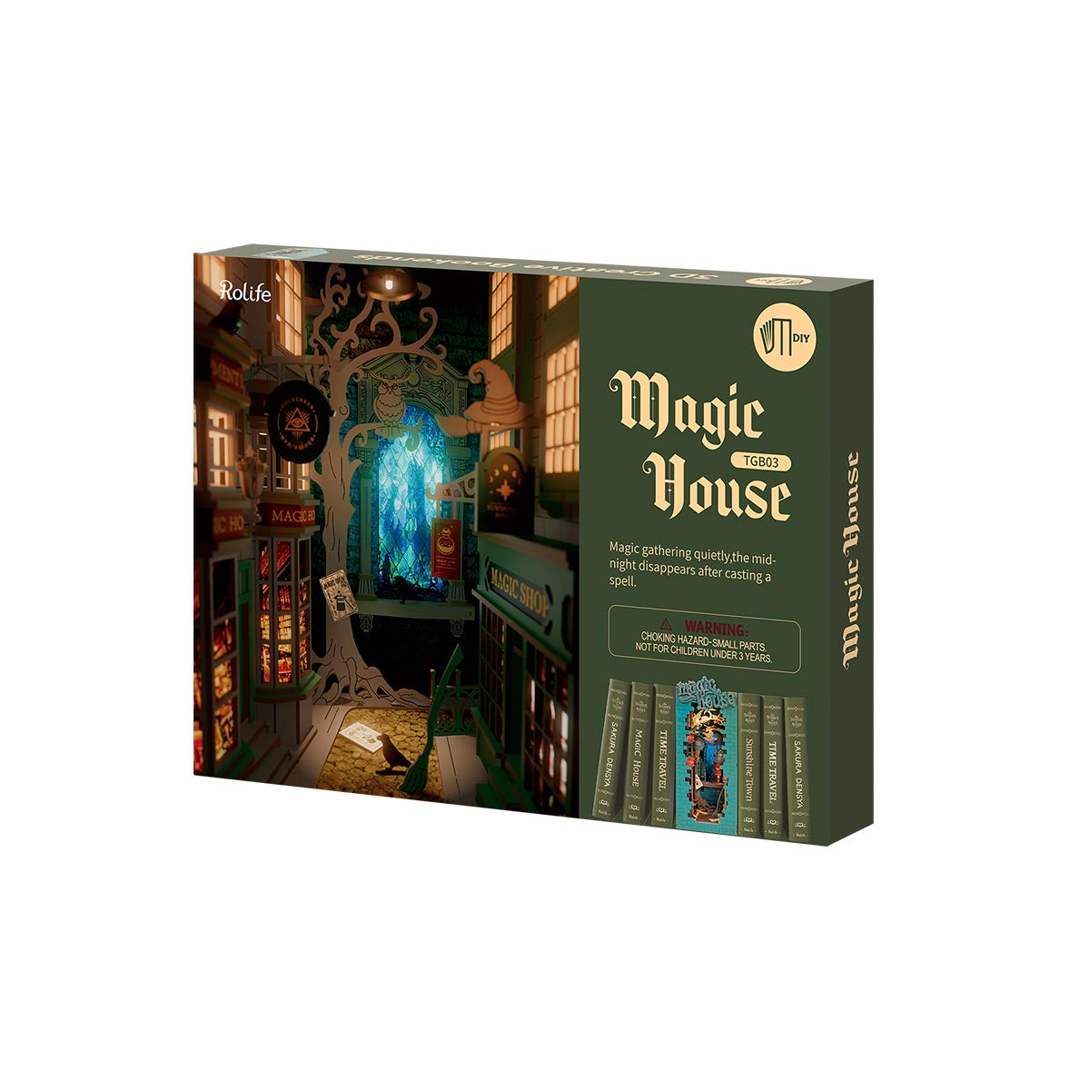 Insert d'étagère de coin de livre DIY Rolife Magic House TGB03 