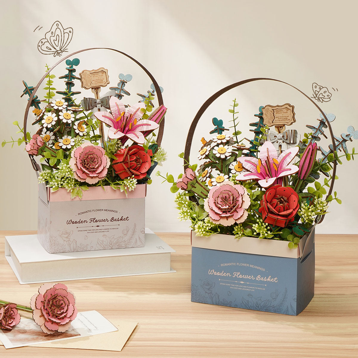 Rowood Wooden Flower Basket DIY 3D Puzzle TW03H