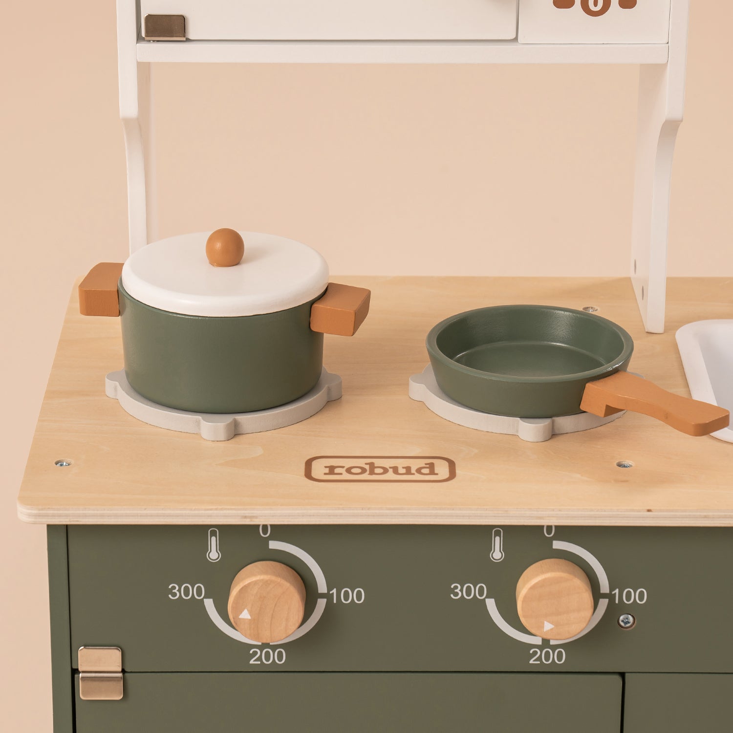 ROBUD Vintage Green Wooden Play Kitchen WCF04