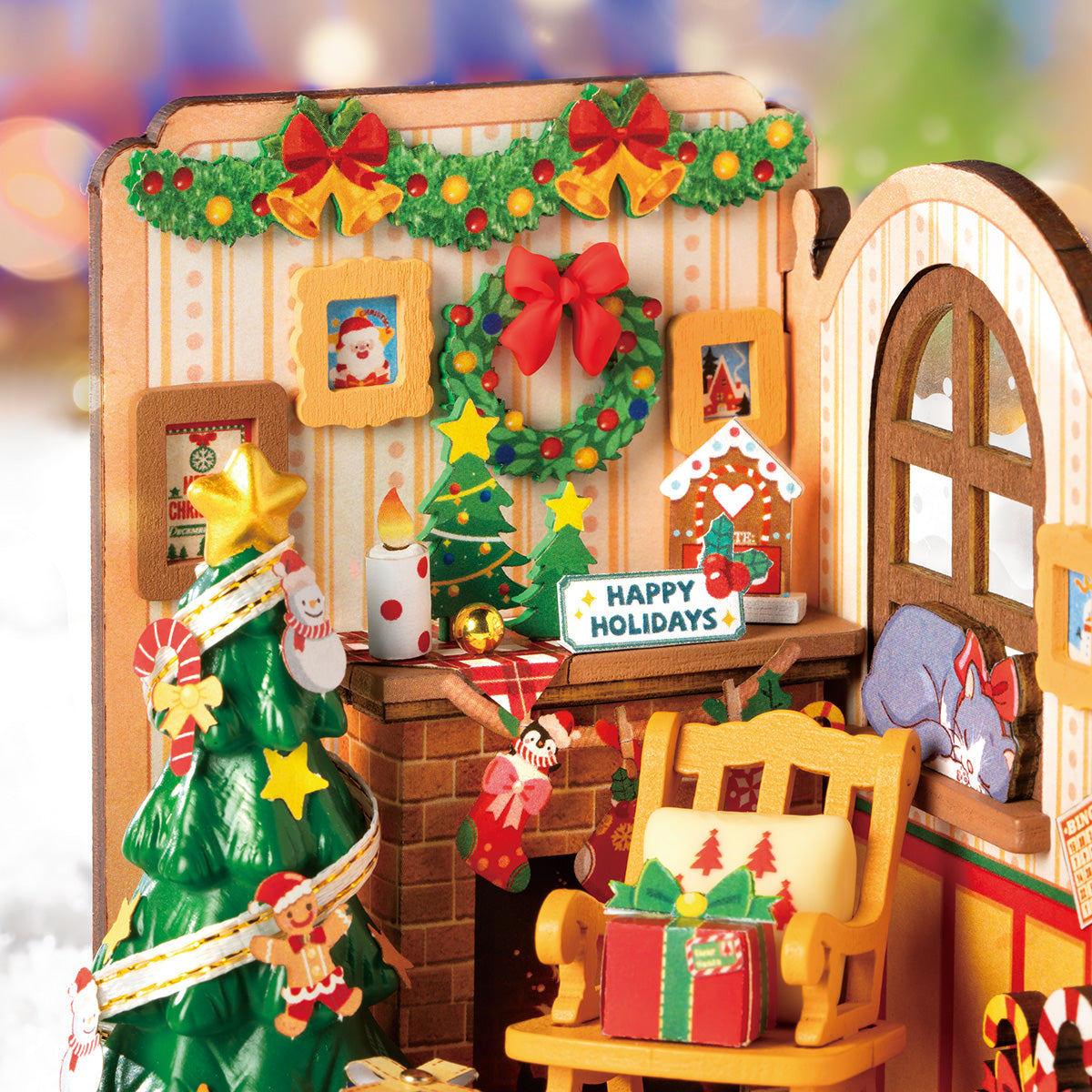 Rolife Christmas Fireplace DIY Miniature House DS041