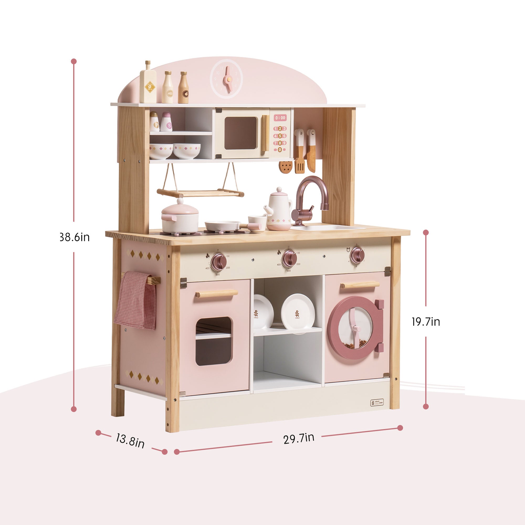 Robud Wooden Play Kitchen with Realistic Accessories