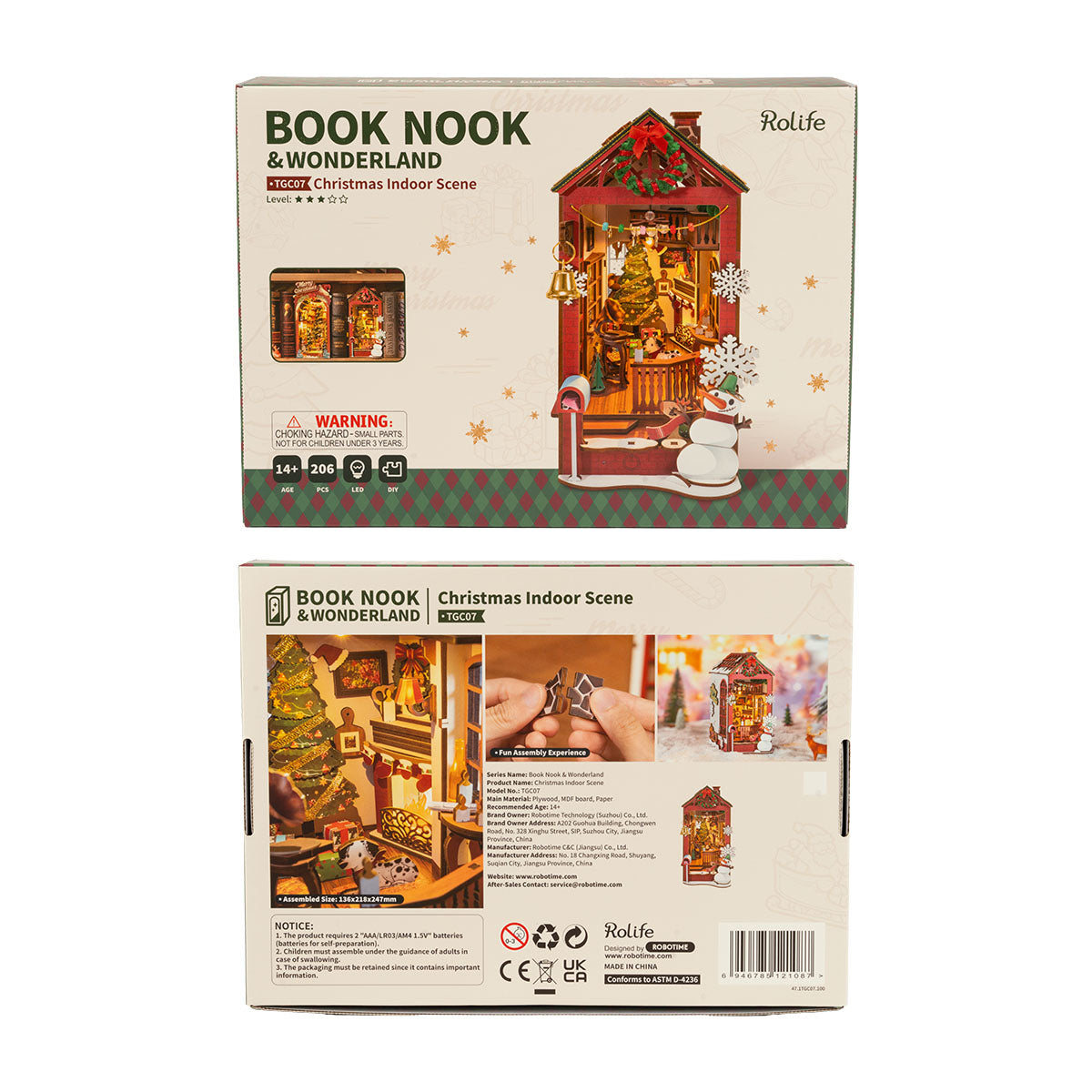 Rolife Kerst Binnen Scène DIY Boekenhoek TGC07