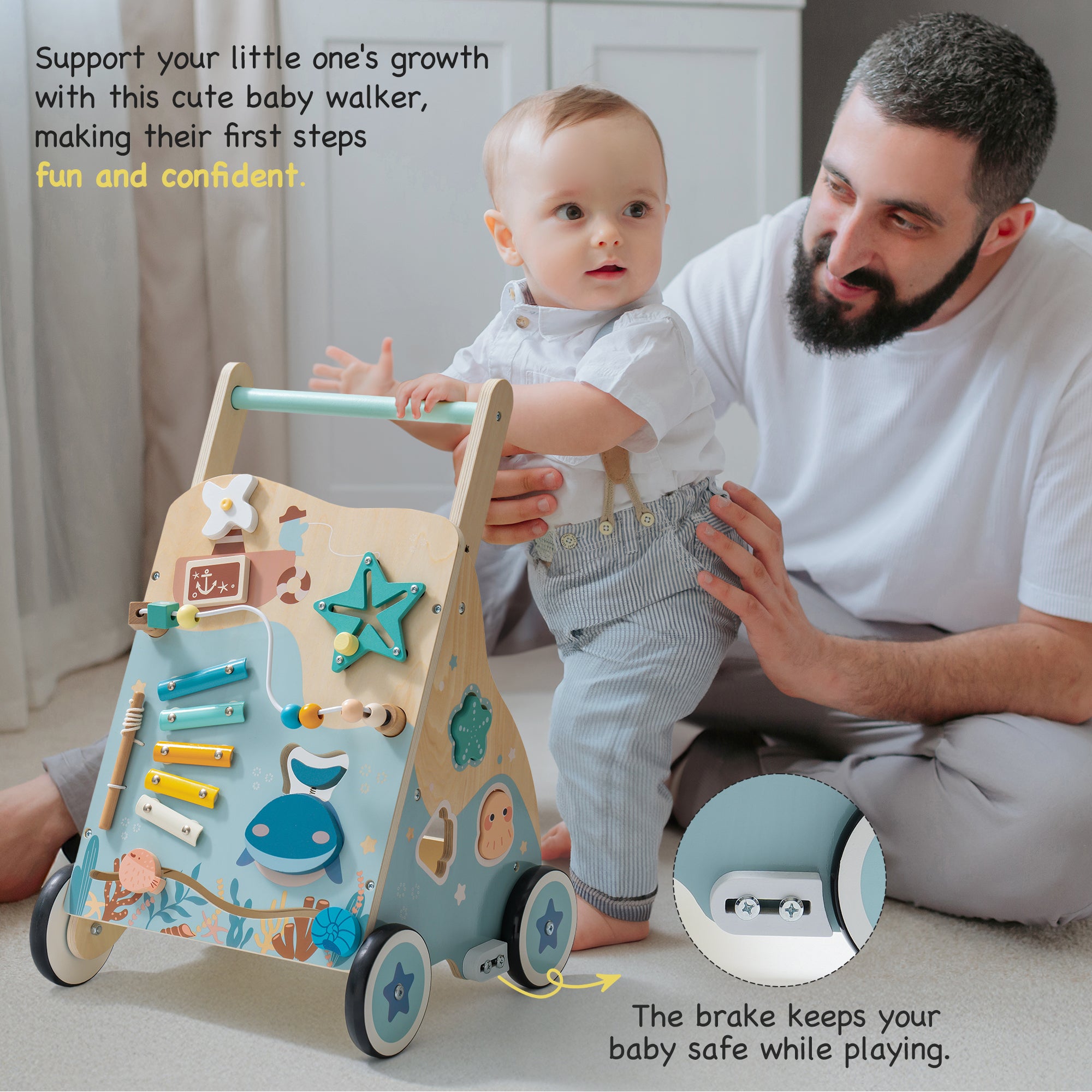 Robud Baby Push Walkers Wooden