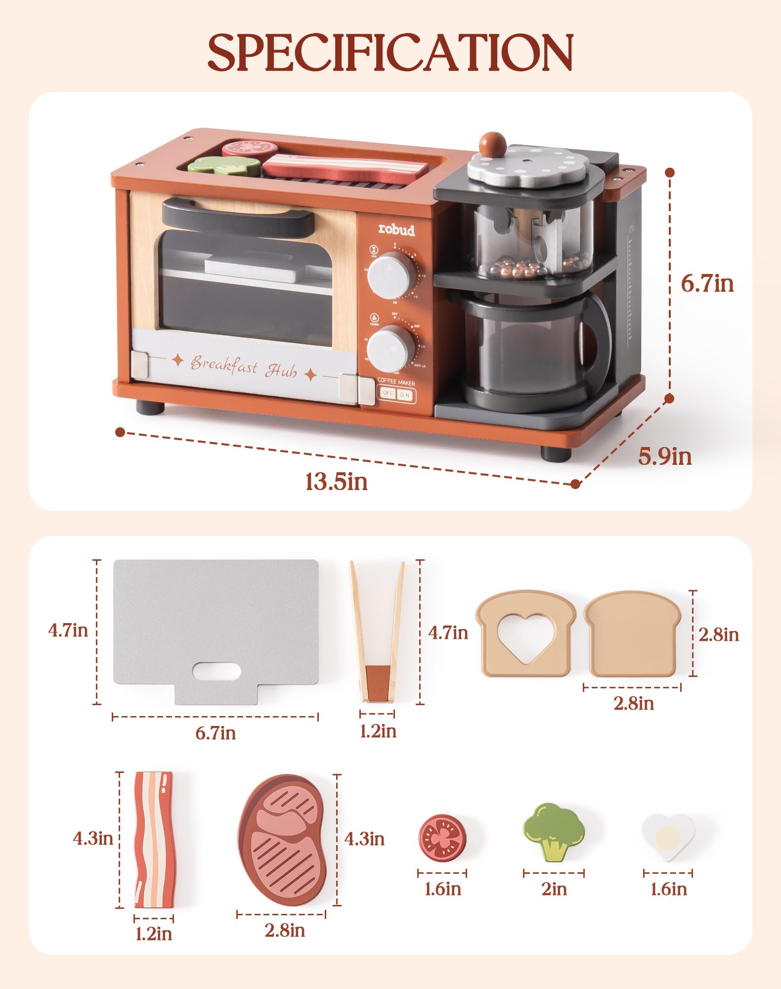 ROBUD Breakfast Machine Kitchen Toy - Caramel