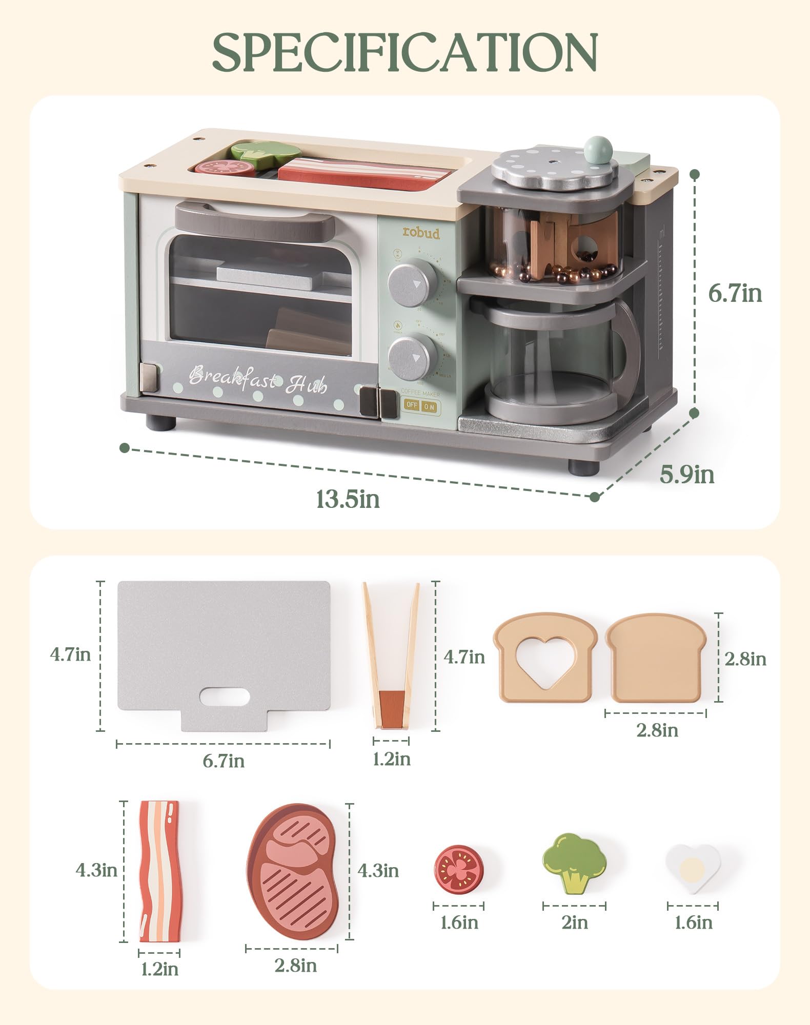 ROBUD Wooden Breakfast Set - Mint Green