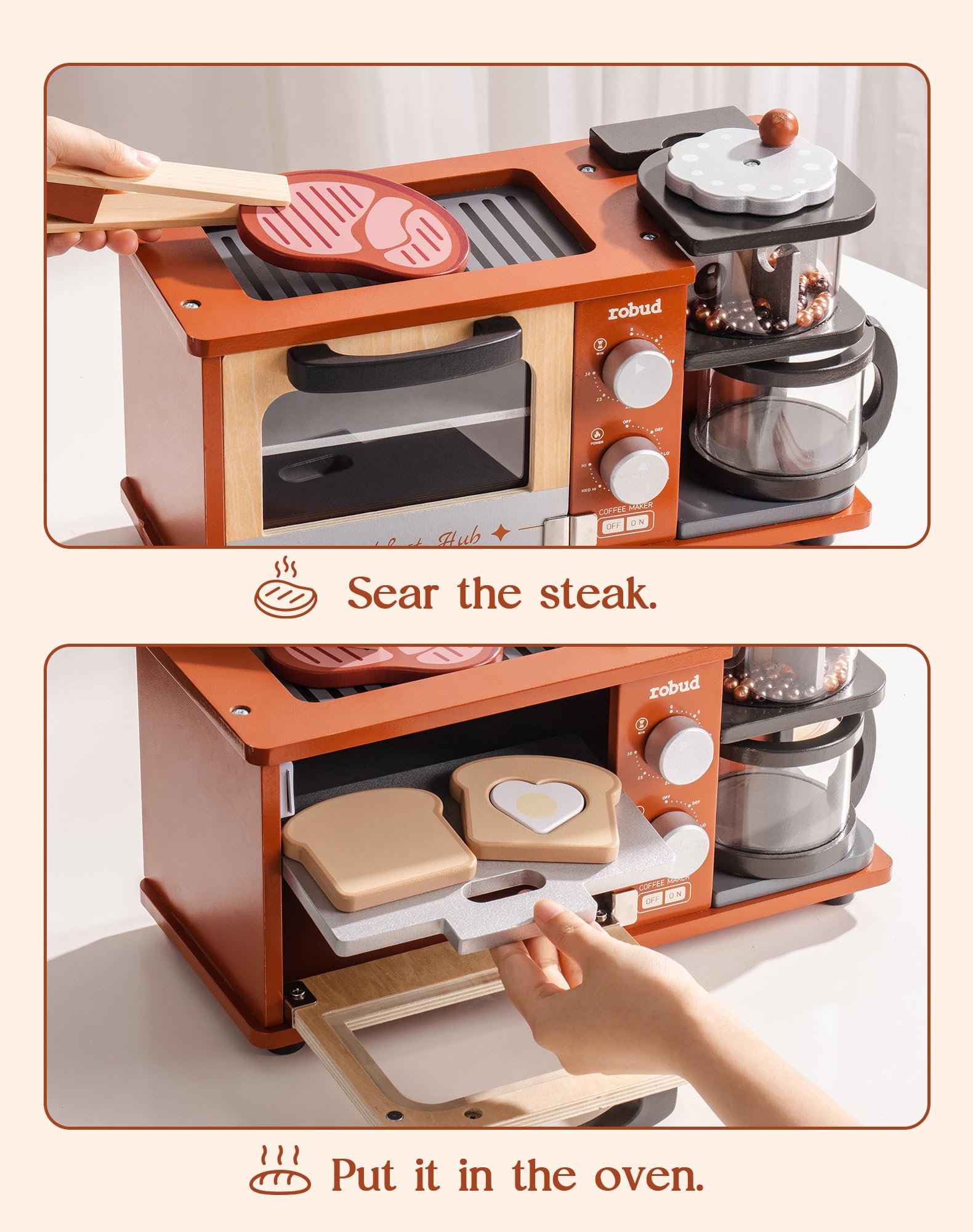 ROBUD Breakfast Machine Kitchen Toy - Caramel