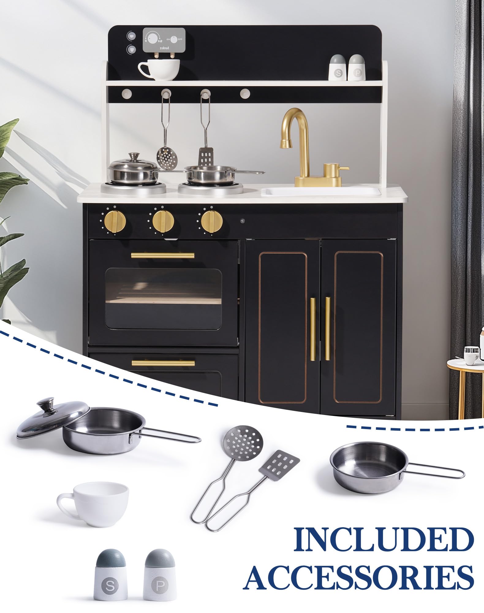 ROBUD Wooden Kitchen Playset - Obsidian