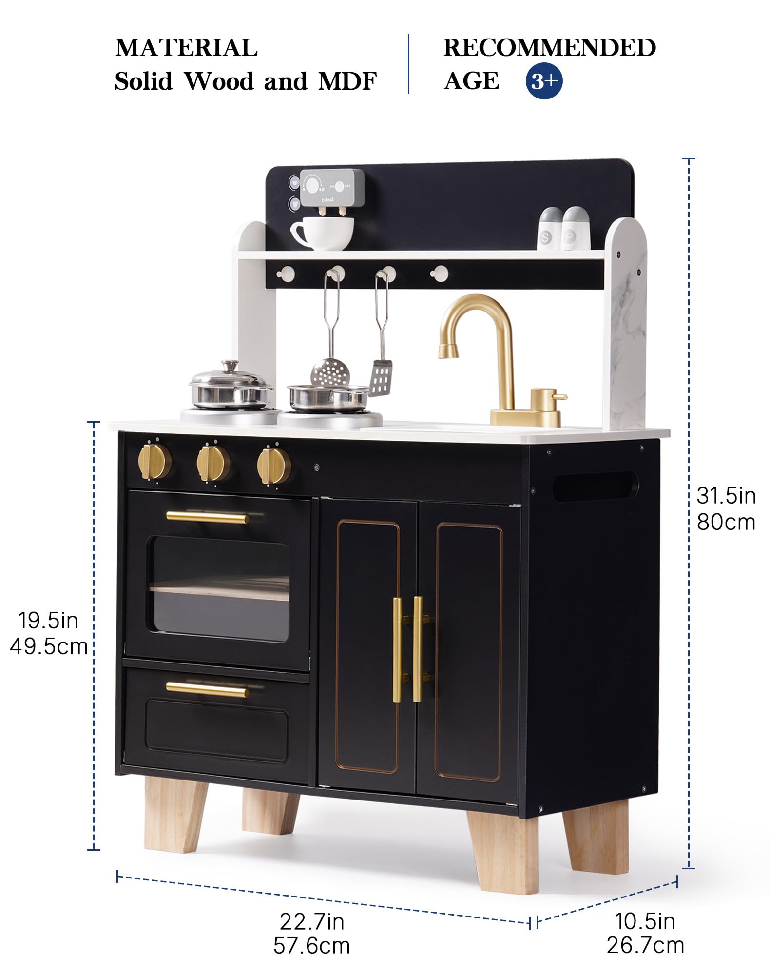 ROBUD Wooden Kitchen Playset - Obsidian