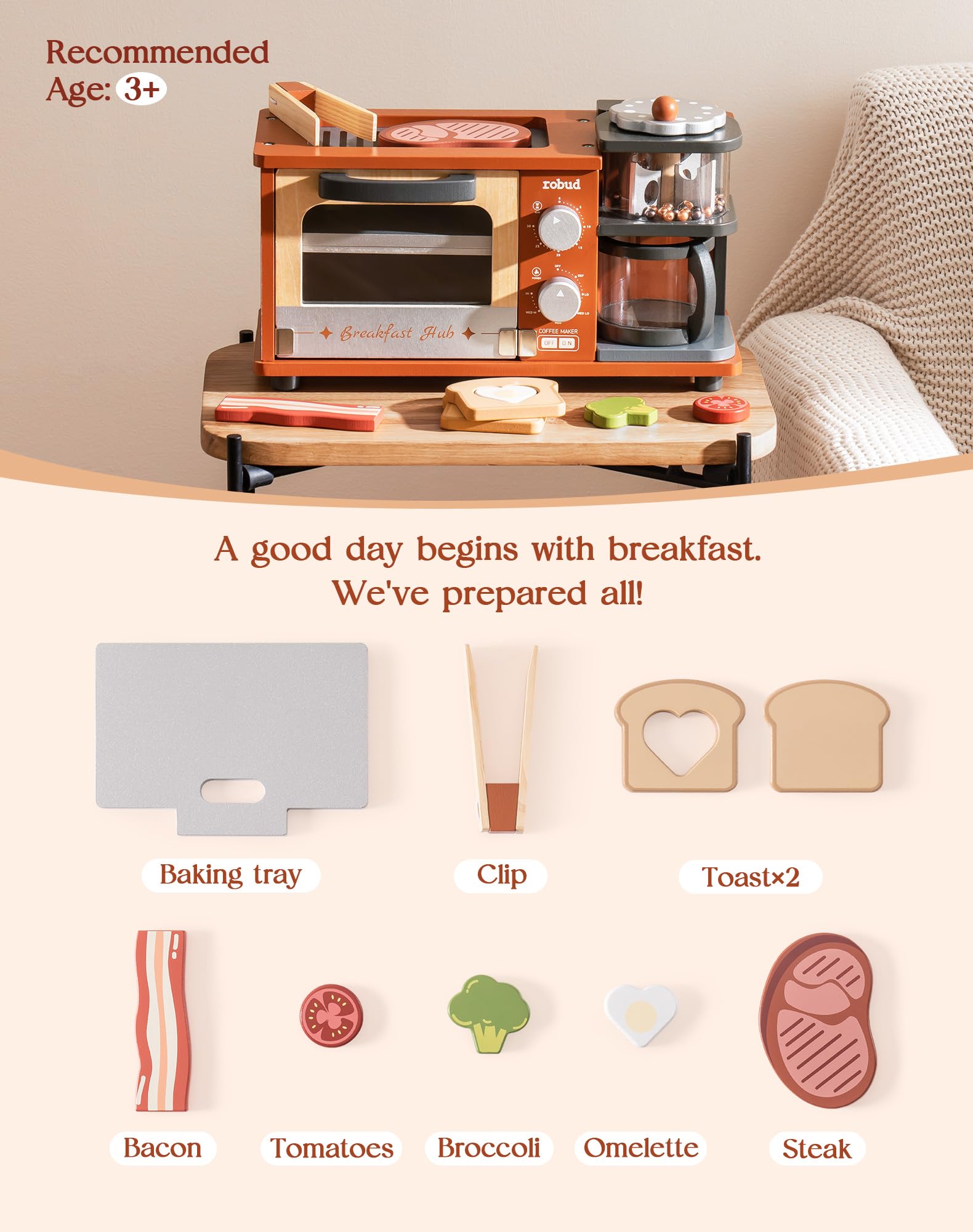 ROBUD Breakfast Machine Kitchen Toy - Caramel