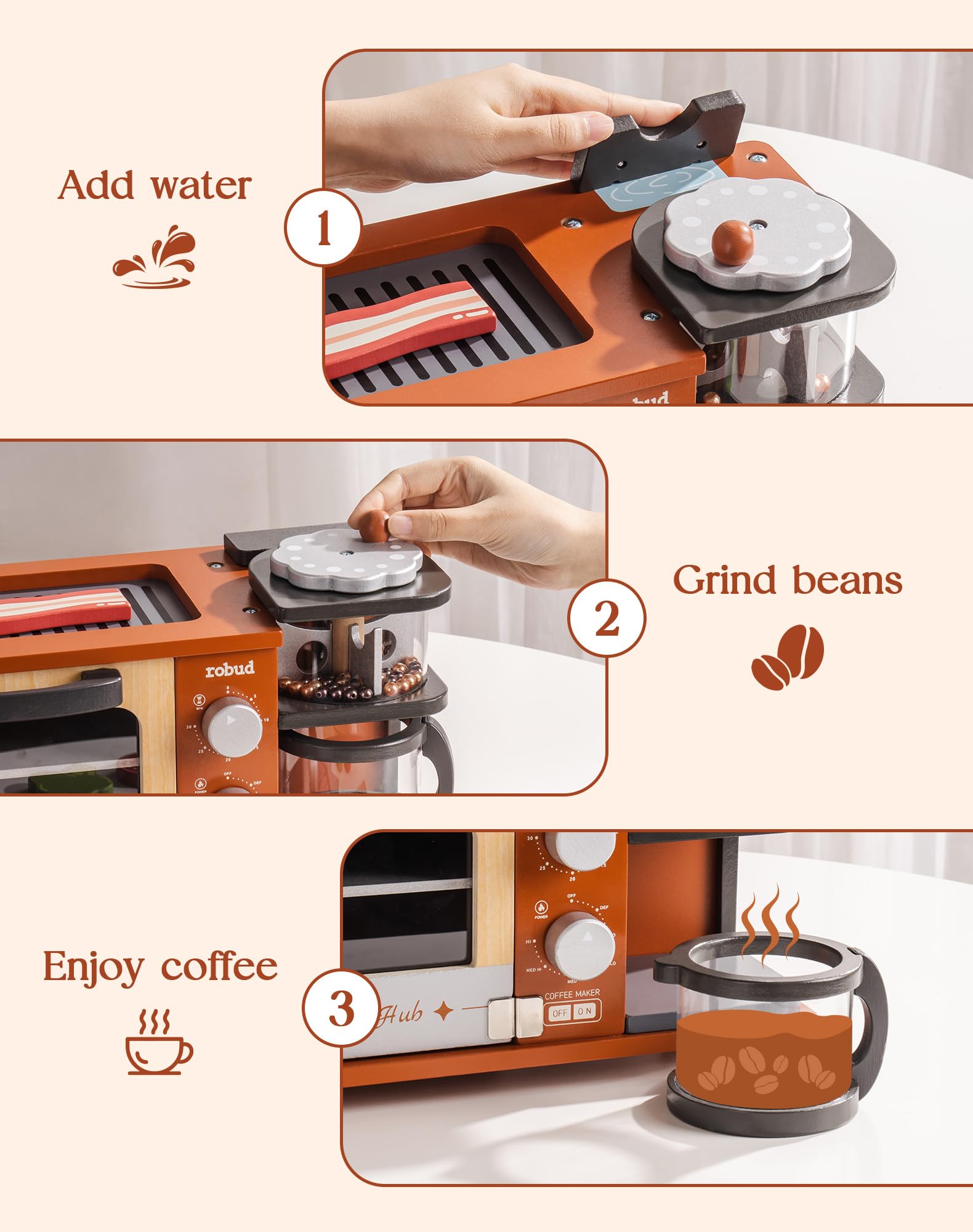 ROBUD Breakfast Machine Kitchen Toy - Caramel